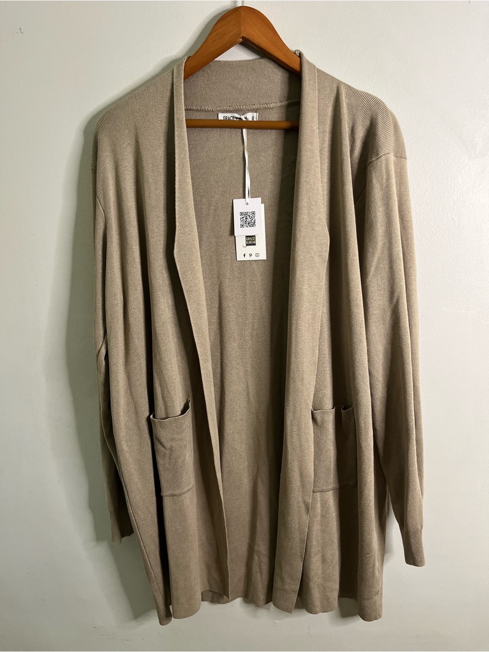 Grace Karin Women’s Casual Open Front Cardigan Long Knitted Sweater With Pockets